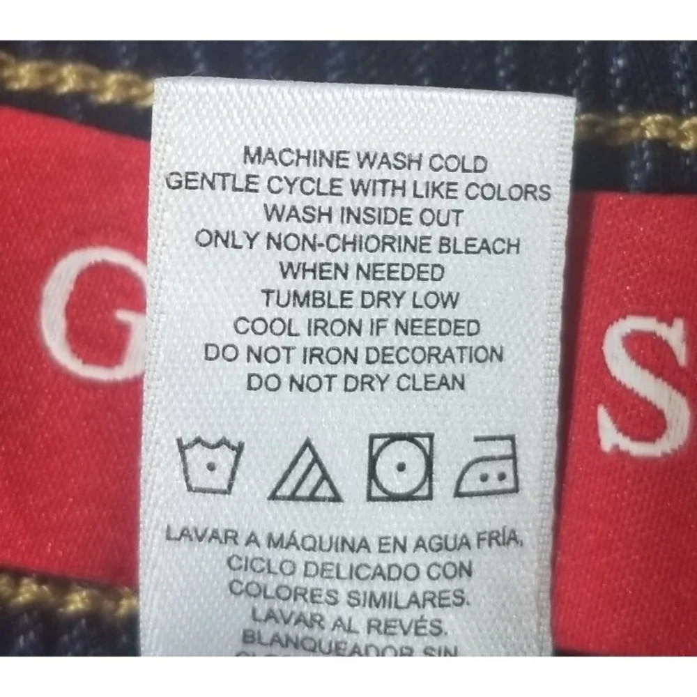 Guess Los Angeles Roll Cuff Jean Shorts Youth 12 Blue Denim‎ Zip Tie Waist EUC